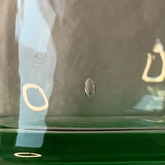 Ice Green Glass Bud Vase Etched with Grapes Hourglass Shape 9.5” tall - Picture 5 of 5